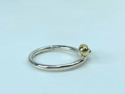 Tiffany & Co. Sterling Silver Gold Ball and Hook Bypass Ring size 7 2.6g JR744