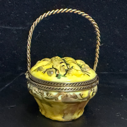 Authentic Limoges Hand Painted Porcelain Bread Basket Trinket Box- A777
