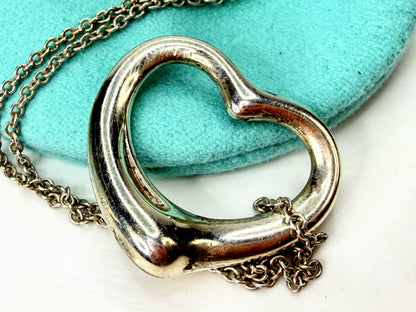 Vintage Tiffany & Co Elsa Peretti Sterling X-Large Open Heart Necklace JR1947