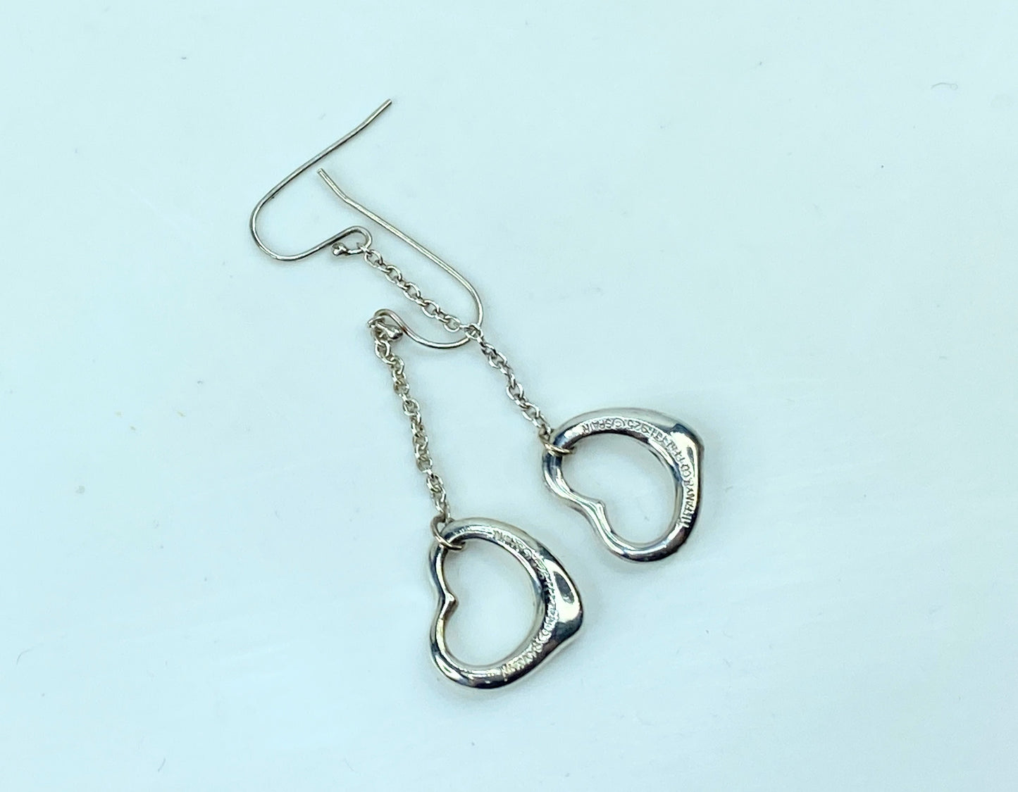 Tiffany & Co. Elsa Peretti Sterling Silver Open Heart Dangle Drop Earrings JR747
