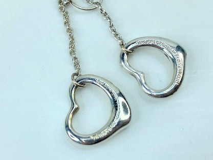 Tiffany & Co. Elsa Peretti Sterling Silver Open Heart Dangle Drop Earrings JR747