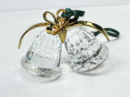 Swarovski: Retired Christmas Memories Double Crystal Bells Ornament w/box S354
