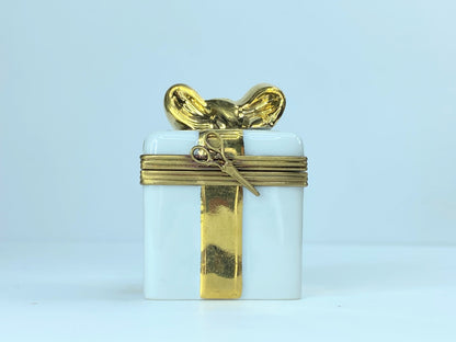 La Gloriette Limoges Gift box golden ribbon Scissor clasp trinket A46