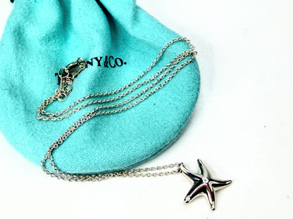 Tiffany & Co. Elsa Peretti Sterling Silver Starfish Necklace 16" JR1976