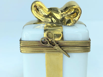 La Gloriette Limoges Gift box golden ribbon Scissor clasp trinket A46