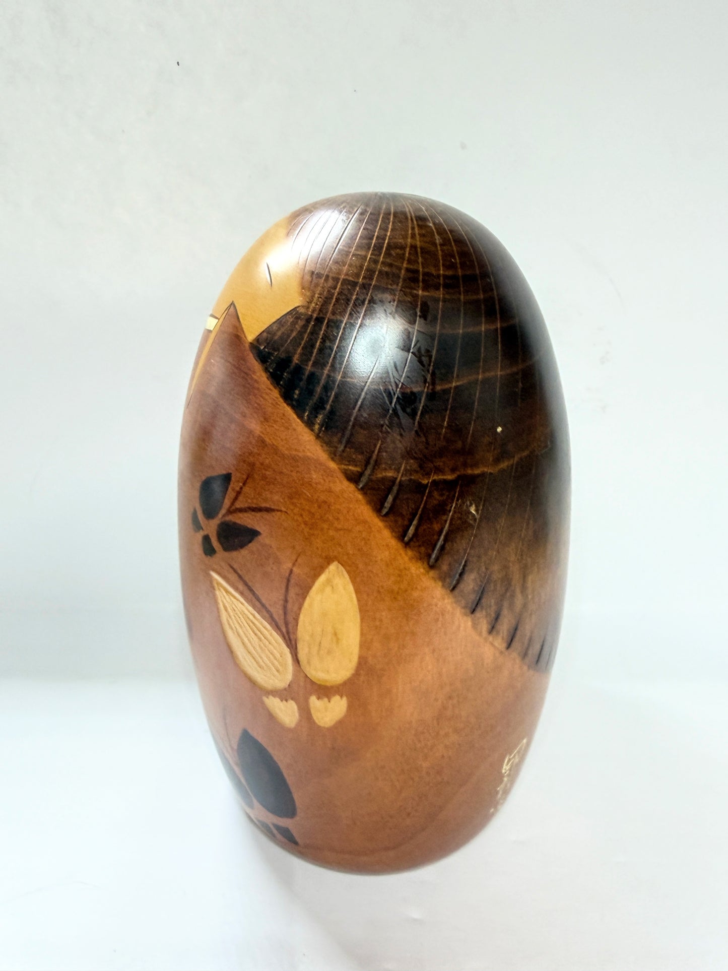 Vintage Kojo Tanaka 田中晃常Japanese Sosaku Kokeshi Floral Wooden Doll Signed A1022