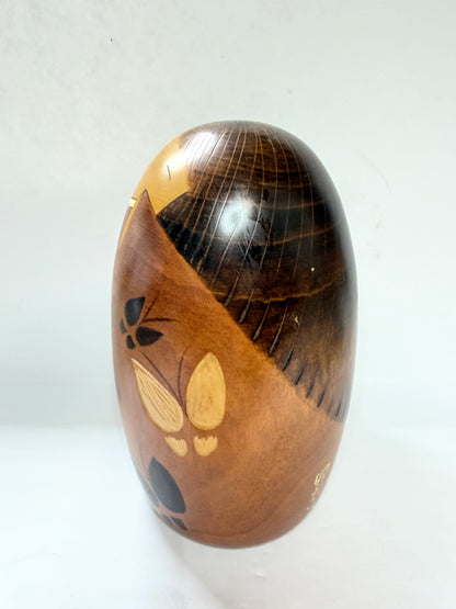 Vintage Kojo Tanaka 田中晃常Japanese Sosaku Kokeshi Floral Wooden Doll Signed A1022