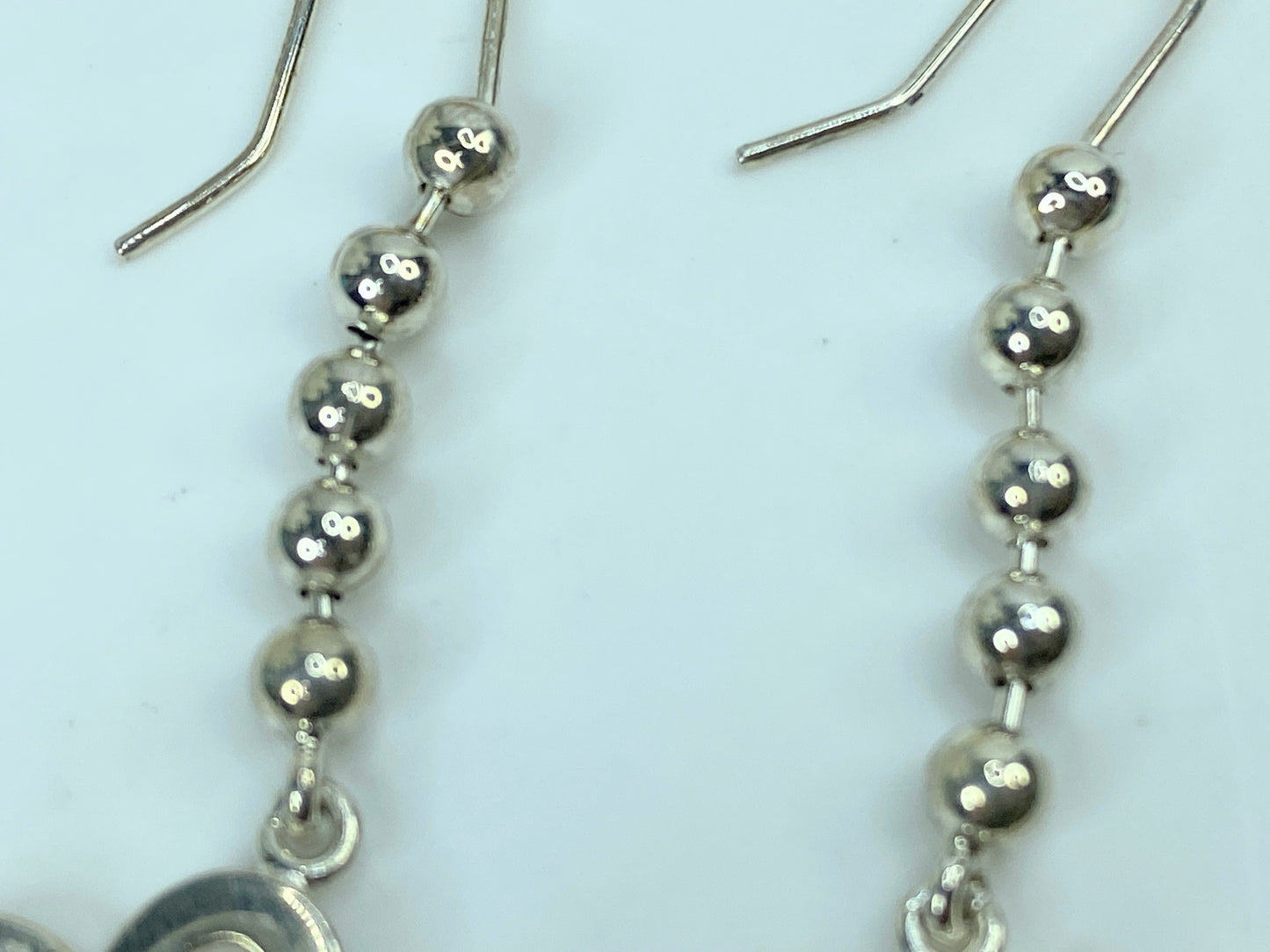 Gucci GUCCI Sterling Silver Drop Open Heart Ball chain Earrings 2 1/8" JR758