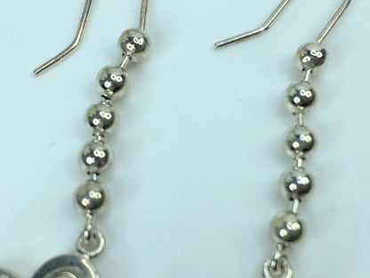 Gucci GUCCI Sterling Silver Drop Open Heart Ball chain Earrings 2 1/8" JR758