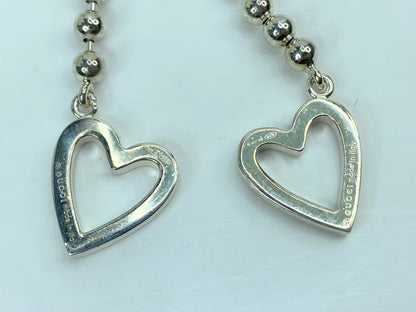 Gucci GUCCI Sterling Silver Drop Open Heart Ball chain Earrings 2 1/8" JR758