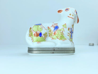 Limoges Royale De Peint Main Lamb Asian painting trinket A47