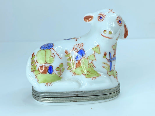 Limoges Royale De Peint Main Lamb Asian painting trinket A47