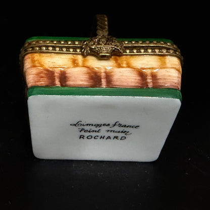 Delightful Strawberry Basket Limoges Box, Hand-Painted with Handle A783