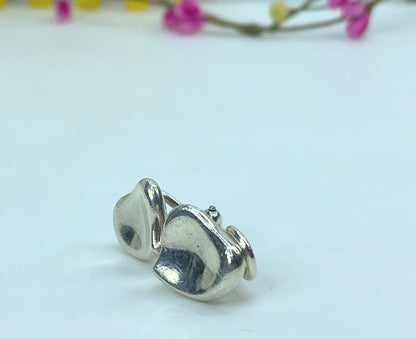 Tiffany & Co Sterling Silver Elsa Peretti Full Heart Stud Earrings 7.3g JR751