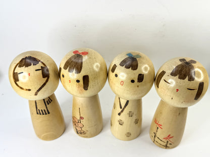 Issetsu Kuribayashi 栗林一雪 "Four Seasons" Creative Kokeshi Doll 4/Set Box A1206