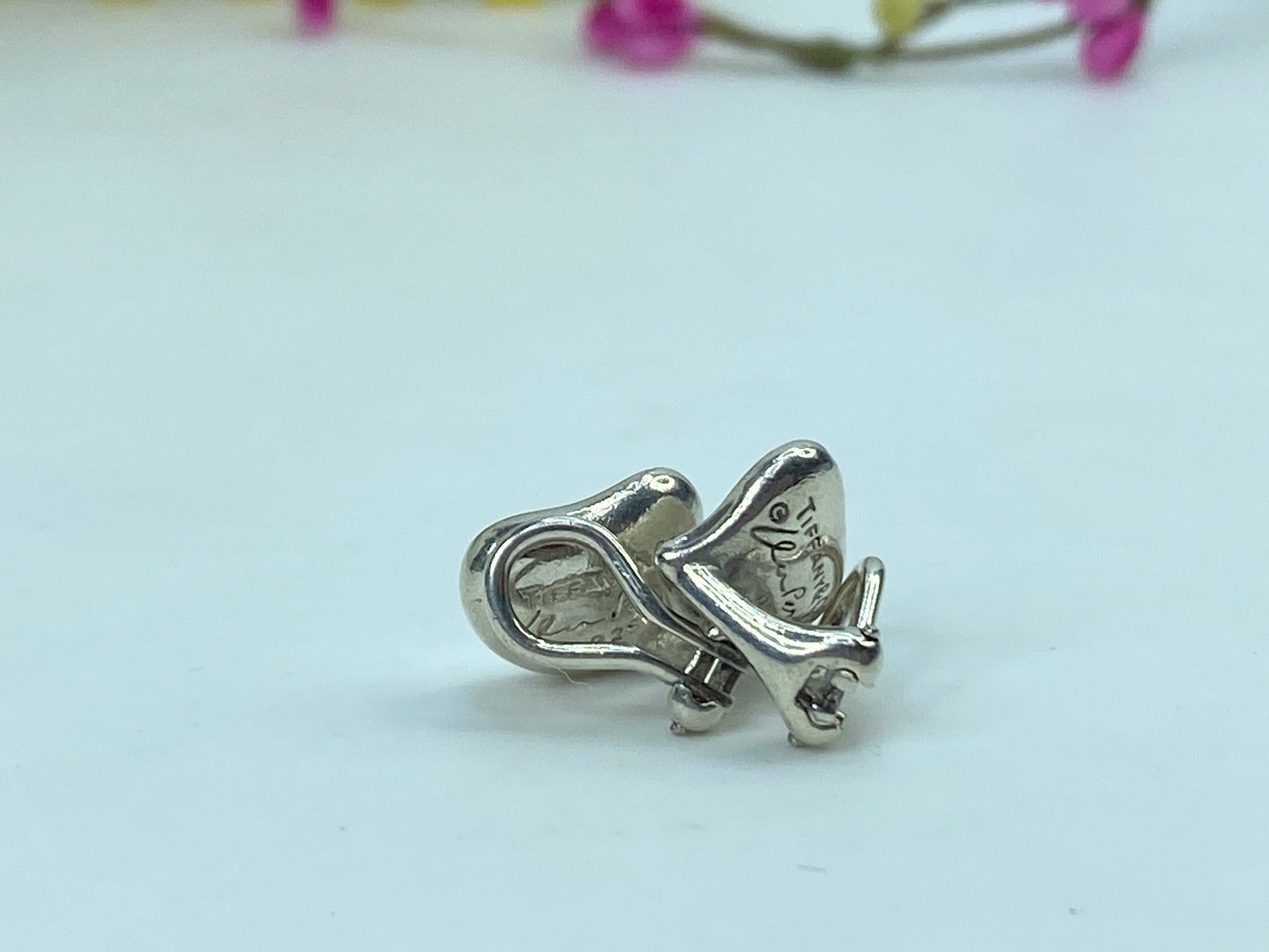 Tiffany & Co Sterling Silver Elsa Peretti Full Heart Stud Earrings 7.3g JR751