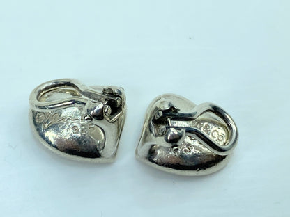 Tiffany & Co Sterling Silver Elsa Peretti Full Heart Stud Earrings 7.3g JR751