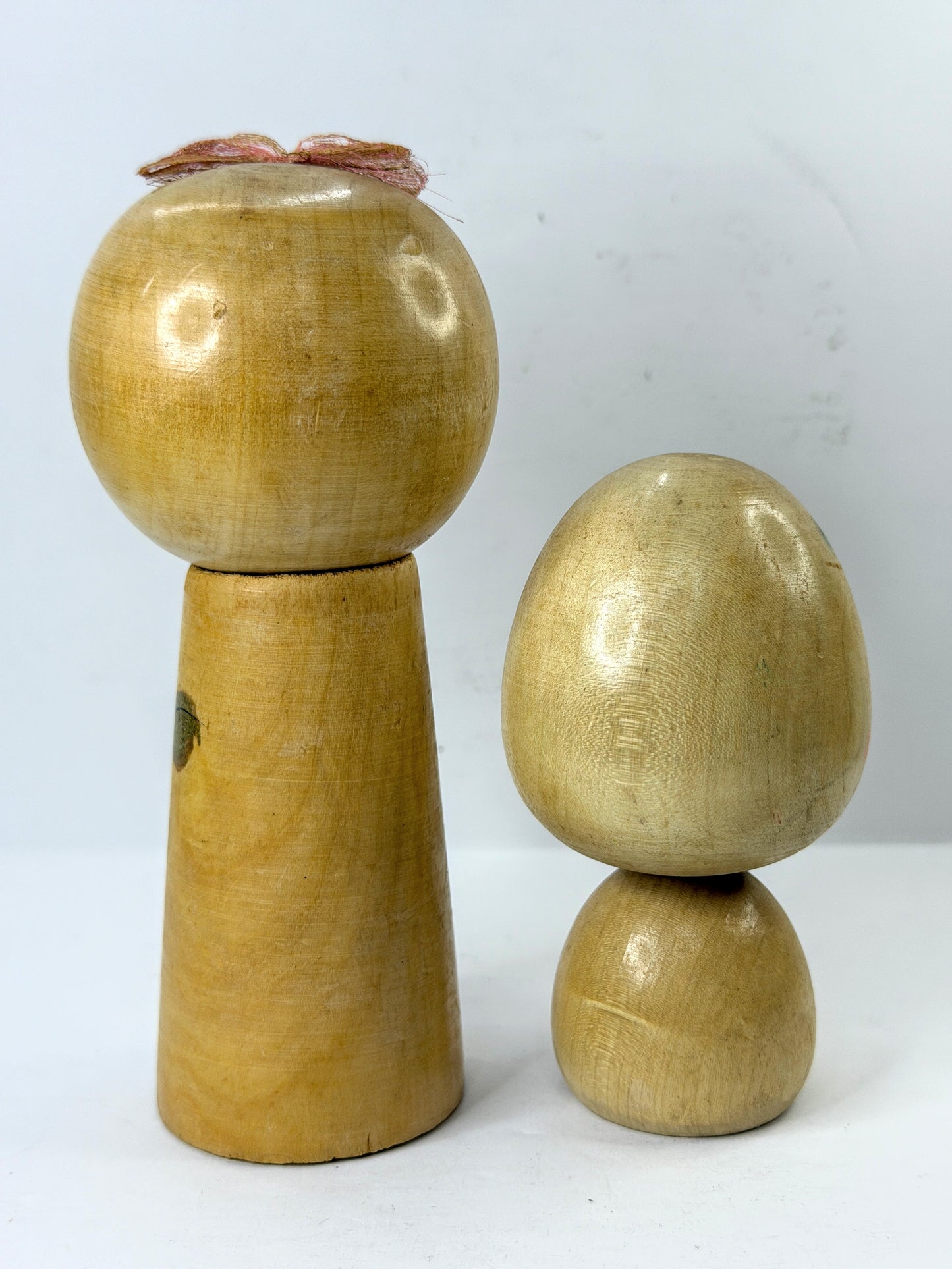 Vintage Japanese Kokeshi Doll Pair Hand Painted Floral Wood Figures A1220