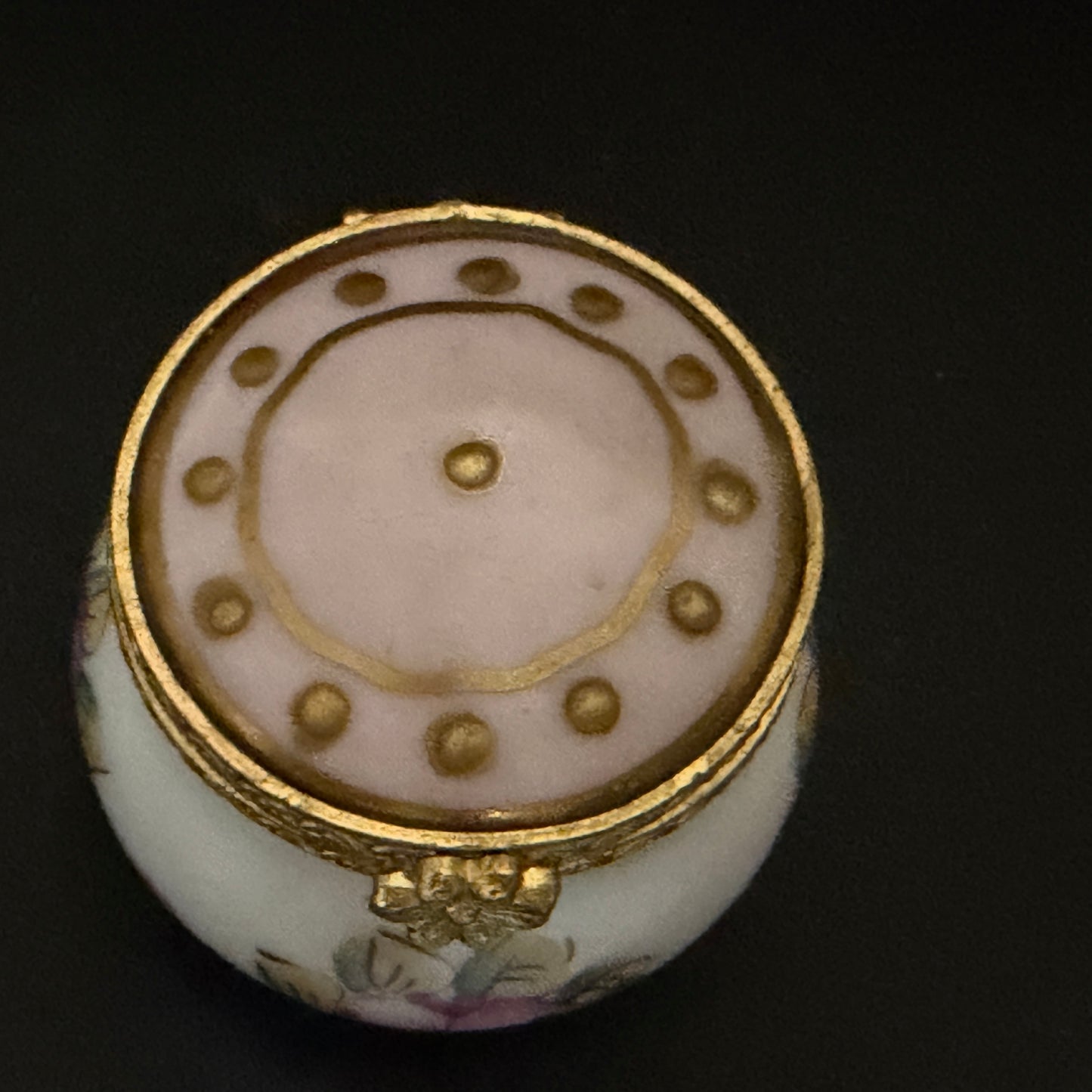 Limoges Hand Painted Floral Trinket Box Plum Cherry Clasp Porcelain A785
