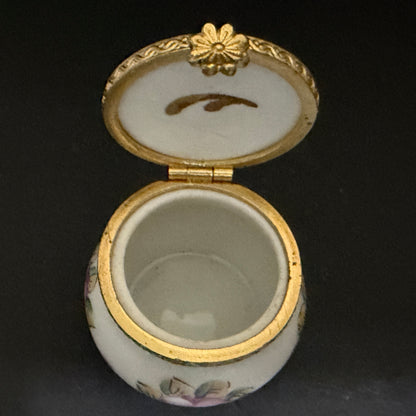 Limoges Hand Painted Floral Trinket Box Plum Cherry Clasp Porcelain A785