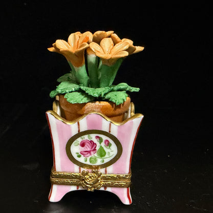 Limoges Hand Painted Floral Trinket Box Plum Cherry Clasp Porcelain A785