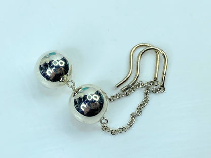 Tiffany & Co. 925 Silver 10mm Bead Ball HardWear Drop Dangle Earring 2" JR754