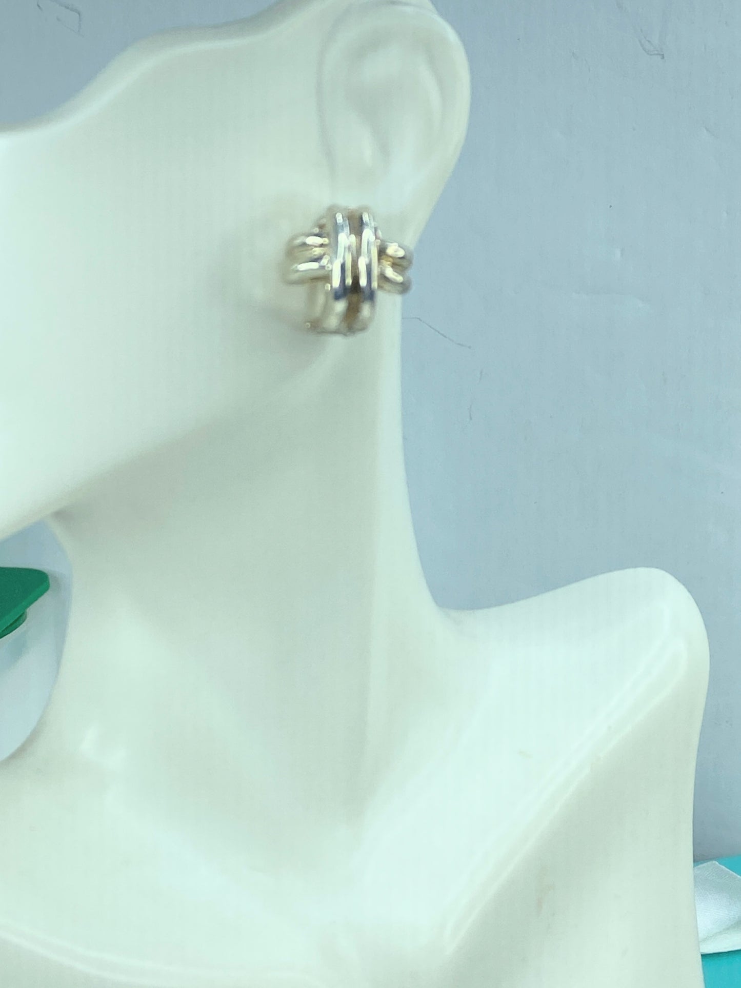 1990 Tiffany & Co. Cross Earring Omega Back 925 Sterling Silver heavy JR755