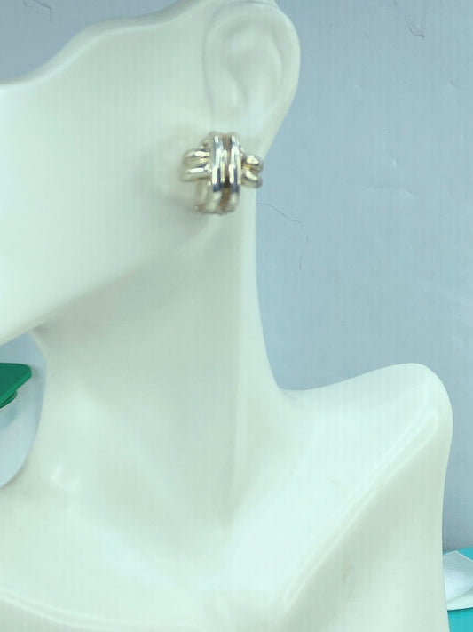 1990 Tiffany & Co. Cross Earring Omega Back 925 Sterling Silver heavy JR755