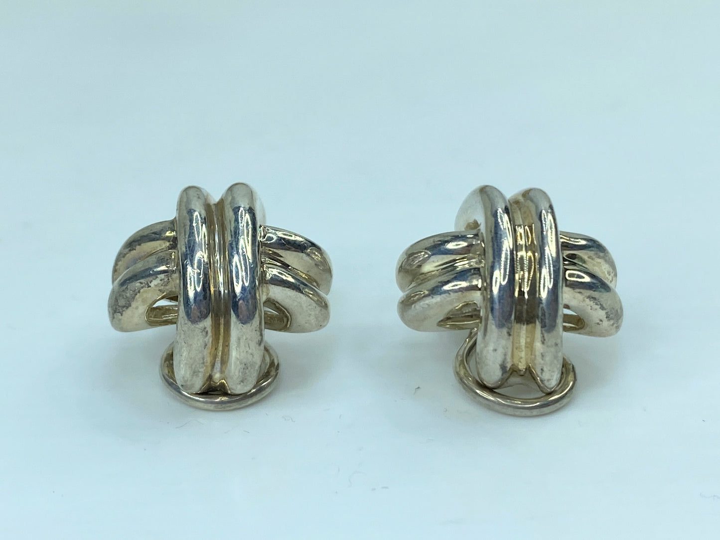 1990 Tiffany & Co. Cross Earring Omega Back 925 Sterling Silver heavy JR755