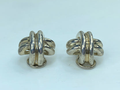 1990 Tiffany & Co. Cross Earring Omega Back 925 Sterling Silver heavy JR755