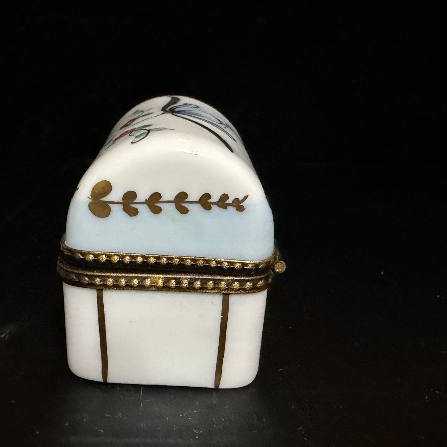French Limoges Hand Painted Chest Trinket Box Floral Gilt Mounts A789