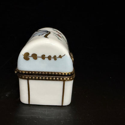 French Limoges Hand Painted Chest Trinket Box Floral Gilt Mounts A789
