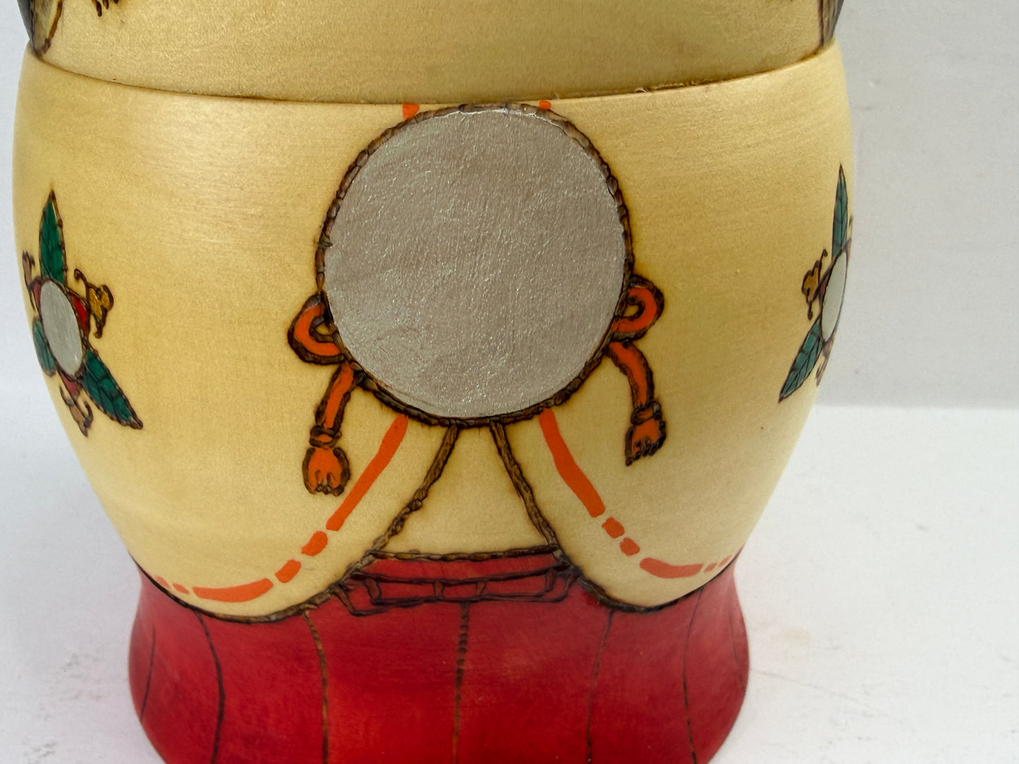 Sansaku Sekiguchi 関口三作 Title: Okame おかめ / 阿亀 Sosaku Kokeshi with Doll Box A1208