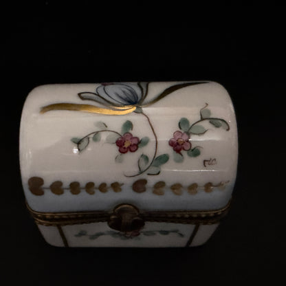 French Limoges Hand Painted Chest Trinket Box Floral Gilt Mounts A789