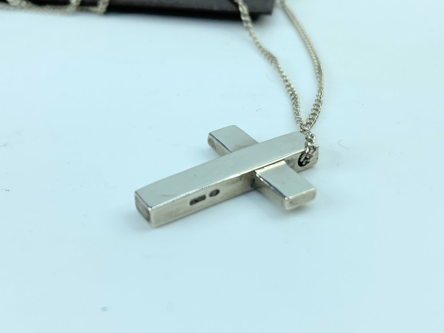 Gucci Vintage Sterling Silver Cross Pendant Unisex Necklace JR757
