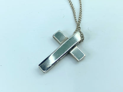 Gucci Vintage Sterling Silver Cross Pendant Unisex Necklace JR757