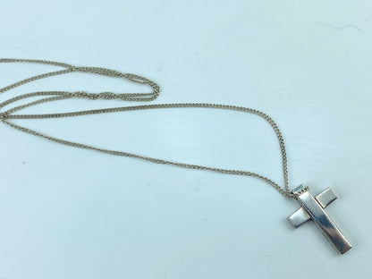 Gucci Vintage Sterling Silver Cross Pendant Unisex Necklace JR757