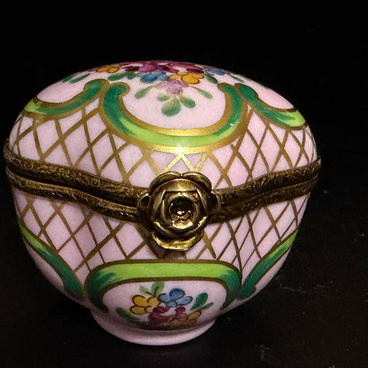 RHC Limoges Hand Painted Pink Porcelain Box Sculptural Rose Clasp LE 7/500 A793