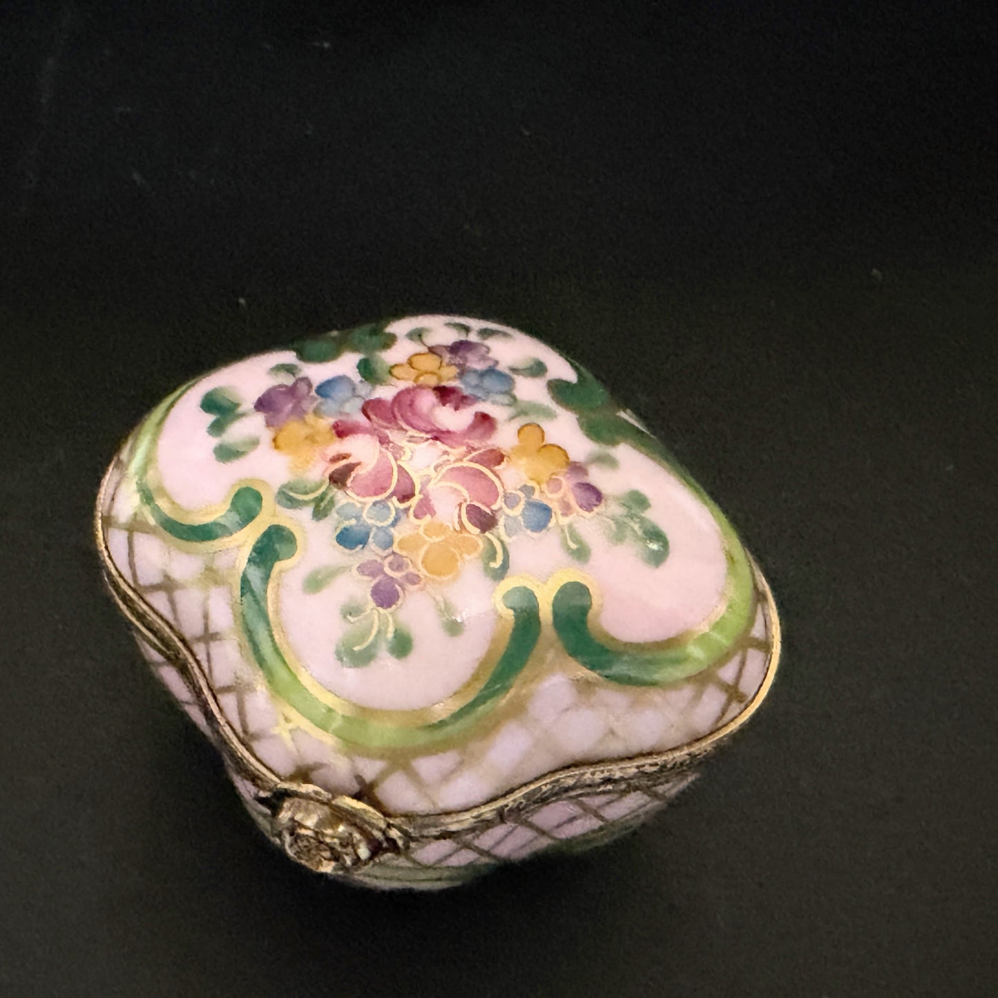RHC Limoges Hand Painted Pink Porcelain Box Sculptural Rose Clasp LE 7/500 A793