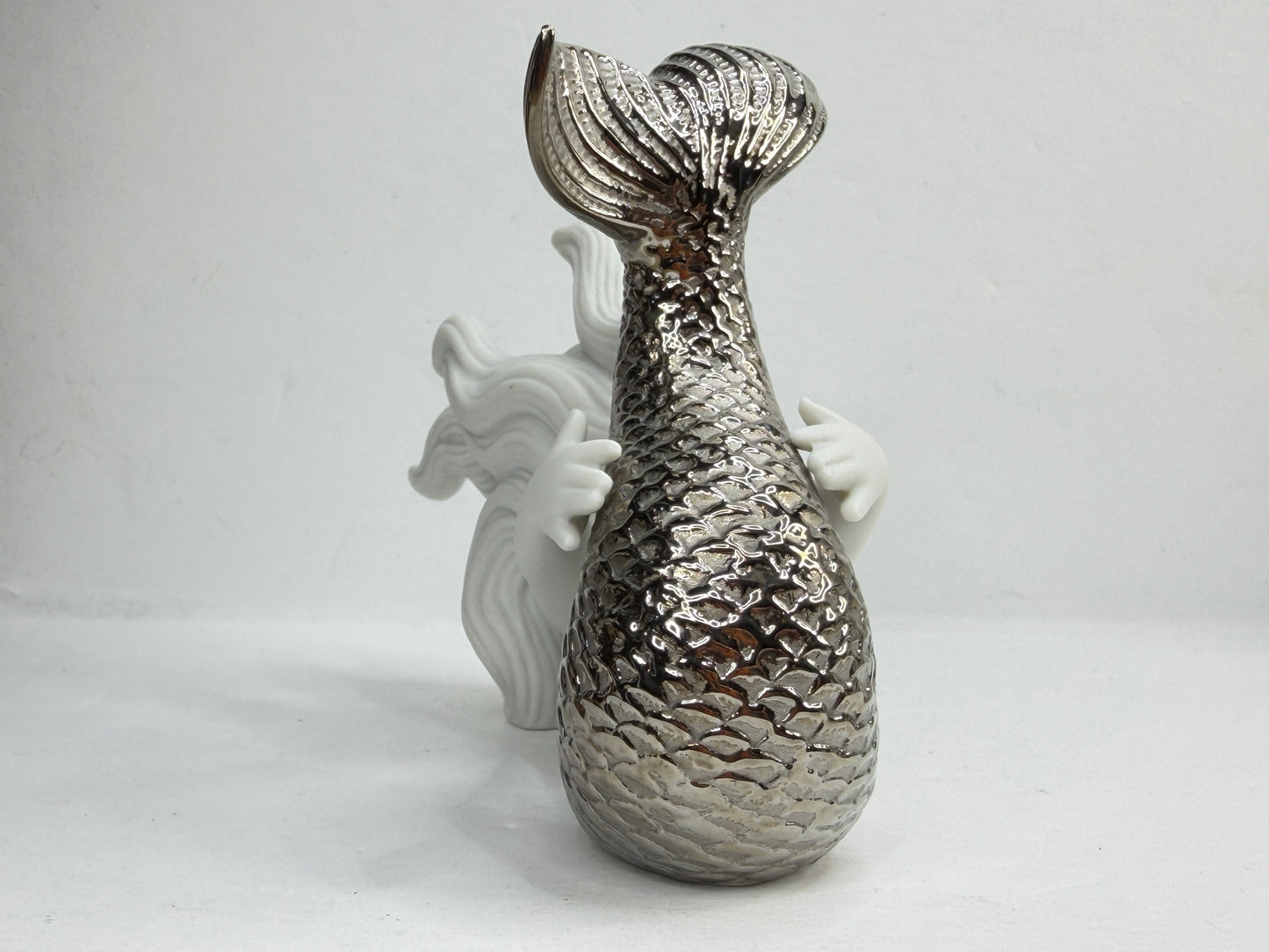 Lladró "Playing at Sea" Mermaid Silver Lustre Porcelain Figurine 01008545 A1223