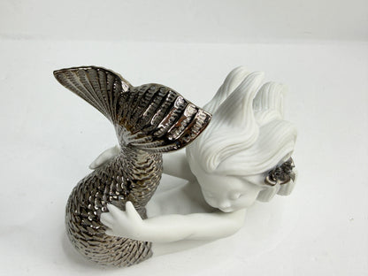 Lladró "Playing at Sea" Mermaid Silver Lustre Porcelain Figurine 01008545 A1223