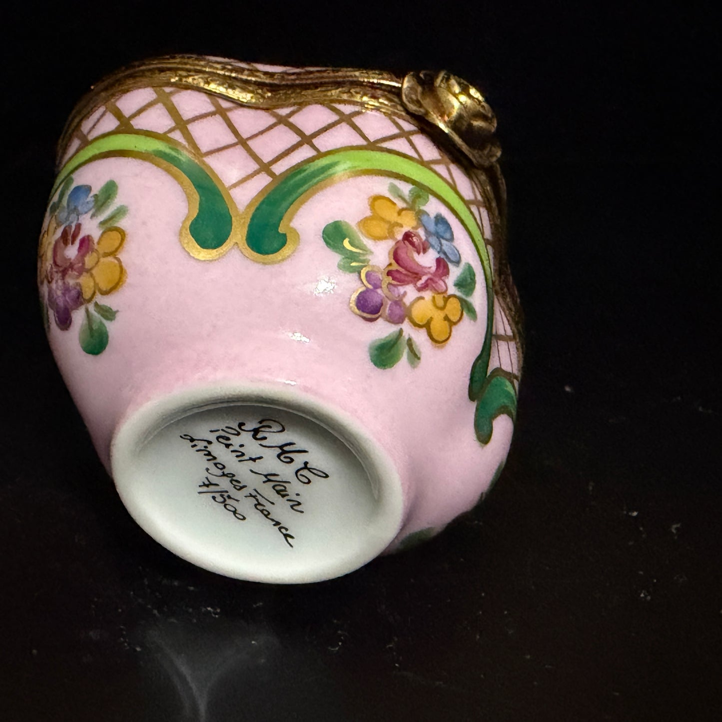 RHC Limoges Hand Painted Pink Porcelain Box Sculptural Rose Clasp LE 7/500 A793