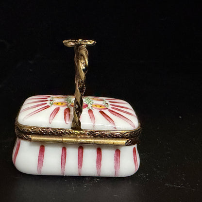 HS Limoges Hand Painted Porcelain Box with Twisted Handle Limited 25/500 A794
