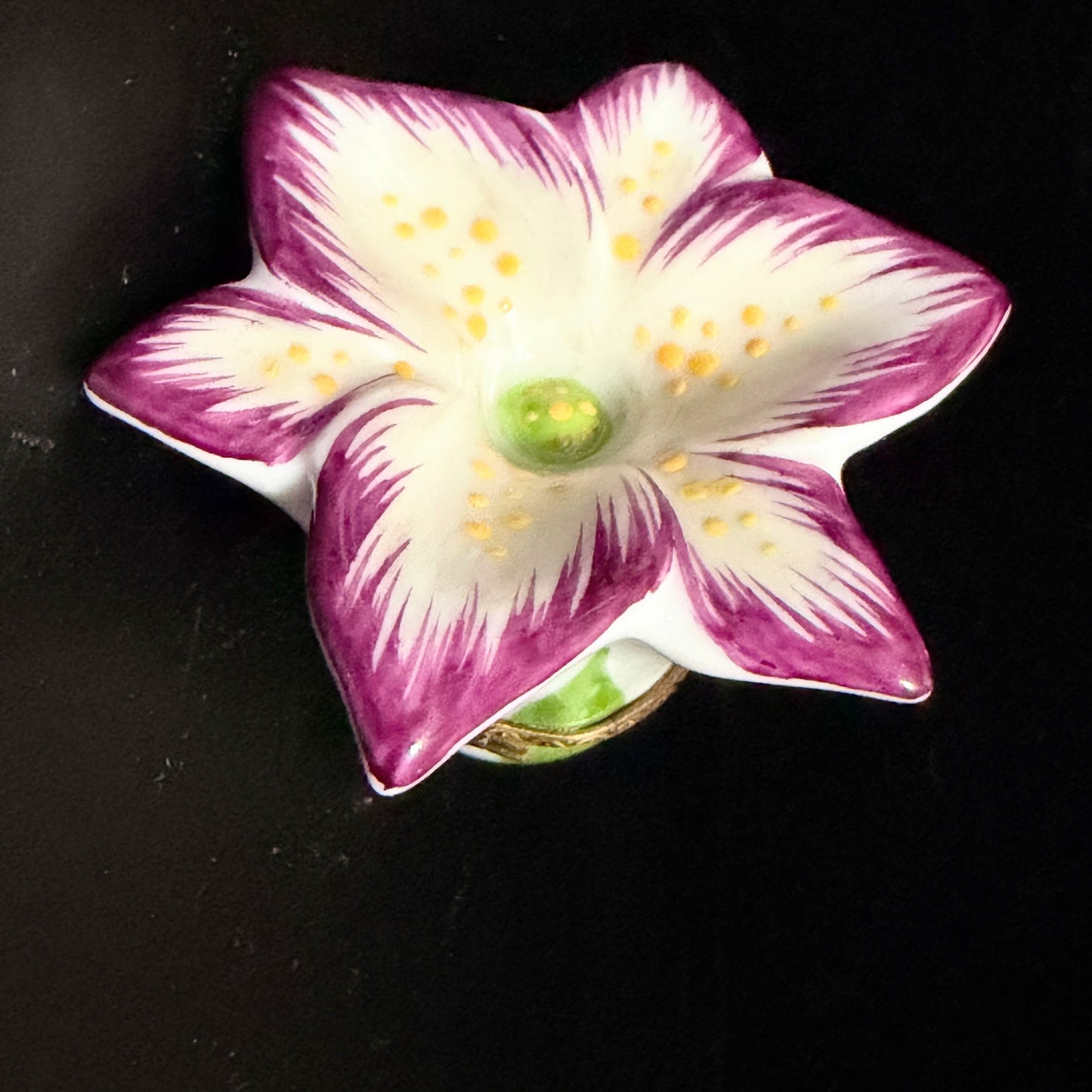 Rochard Limoges France Lily Flower Porcelain Trinket Box Hand Painted