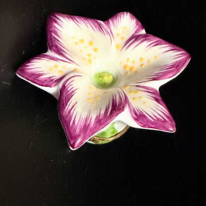 Rochard Limoges France Lily Flower Porcelain Trinket Box Hand Painted