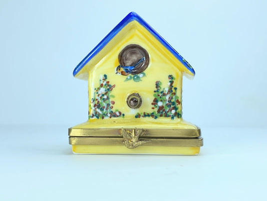 Limoges France Rochard Peint Main Birdhouse Trinket Box A51