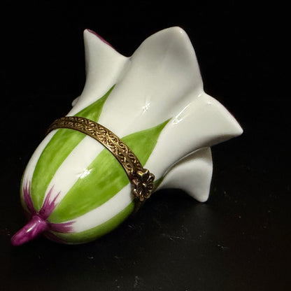Rochard Limoges France Lily Flower Porcelain Trinket Box Hand Painted