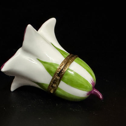 Rochard Limoges France Lily Flower Porcelain Trinket Box Hand Painted