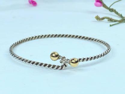 Tiffany & Co Sterling Silver and 18K Yellow Gold Spiral Cable Bracelet JR711