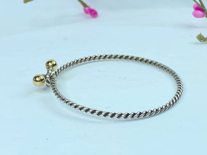 Tiffany & Co Sterling Silver and 18K Yellow Gold Spiral Cable Bracelet JR711